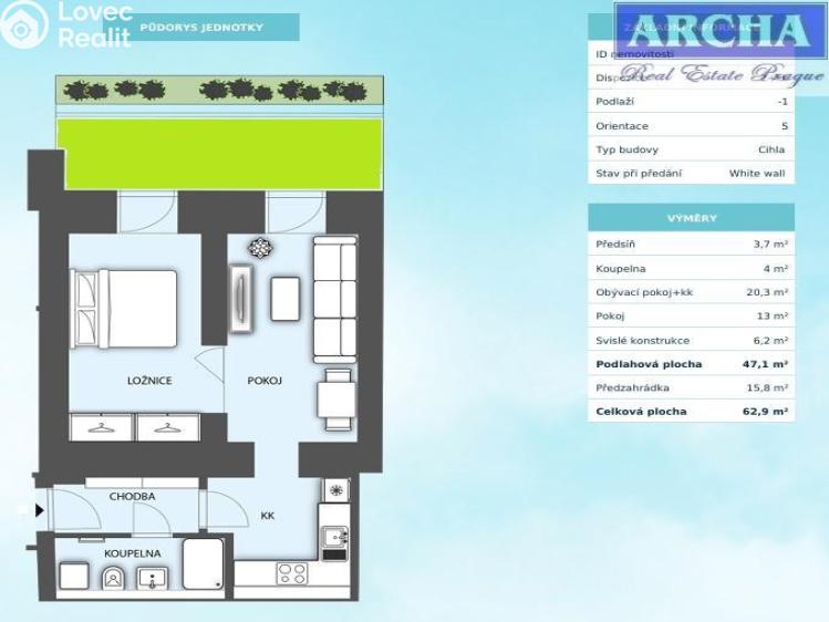 Продажа квартиры 2+KK Praha, Na výšinách č. 2