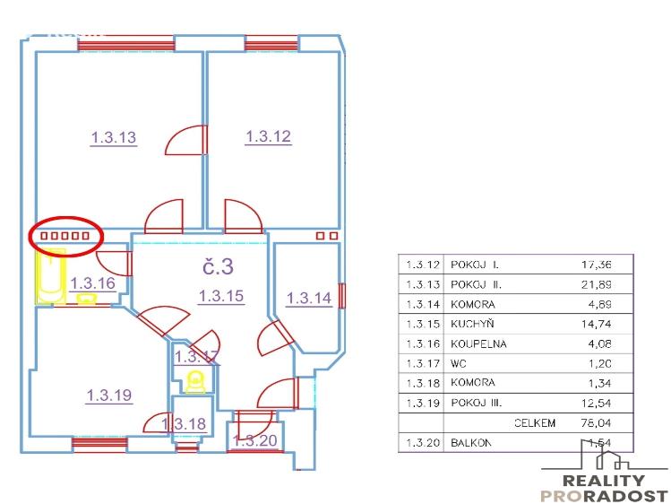 Prodej bytu 3+1 Brno, Špitálka 547/5a č. 15
