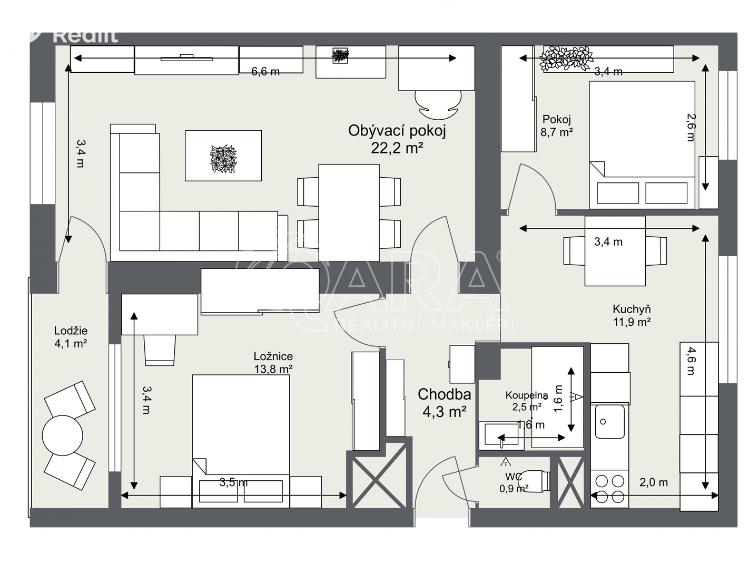 Prodej bytu 3+1 Praha, Běchorská 1843/54 č. 3