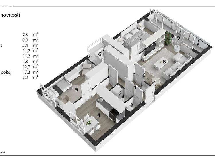 Продаж квартири 3+1 Hradec Králové, Hrubínova 1461/6 č. 8