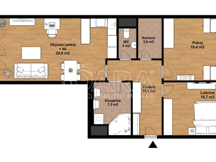 Prodej bytu 3+KK Praha, Sazovická 492/3 č. 4