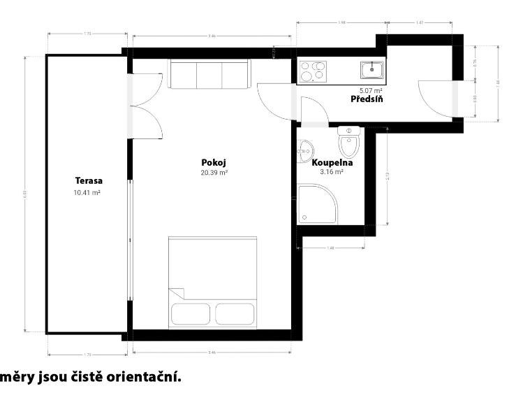 Rent apartment 1+KK Praha, Krakovská č. 2