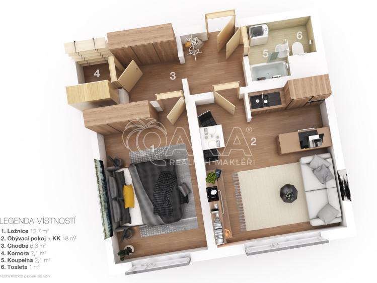 Pronájem bytu 2+KK Ústí nad Labem, Rabasova 3186/25 č. 3