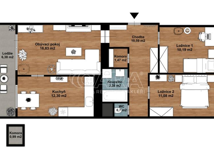 Prodej bytu 3+1 Praha, Mirovická 1082/46 č. 31