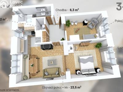 Sale apartment 3+KK Praha, Pod stanicí č. 4