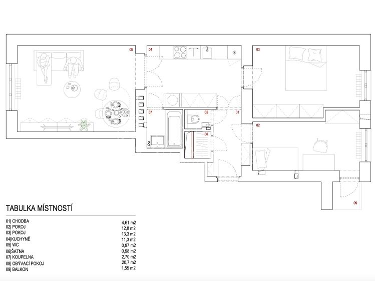 Pronájem bytu 3+1 Praha, Na Mlejnku 1010/10 č. 27
