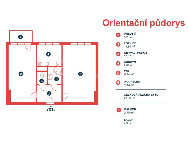 Продажа квартиры 2+1 Praha, Vítkovická 373 č. 17