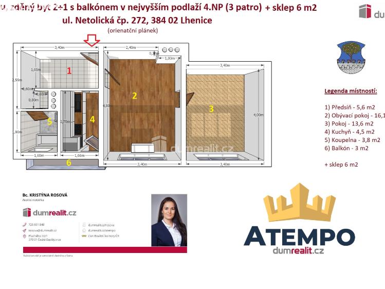 Pronájem bytu 2+1 Lhenice, Netolická č. 2