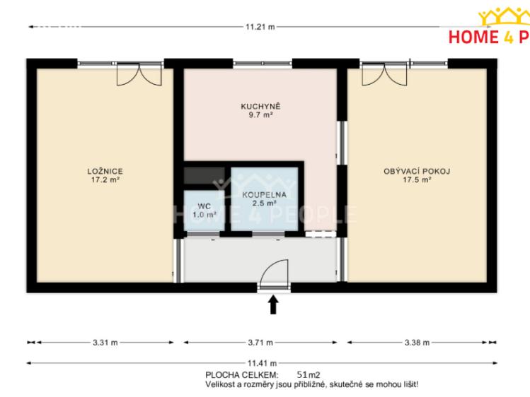 Аренда квартиры 2+1 Židlochovice, náměstí Míru č. 16