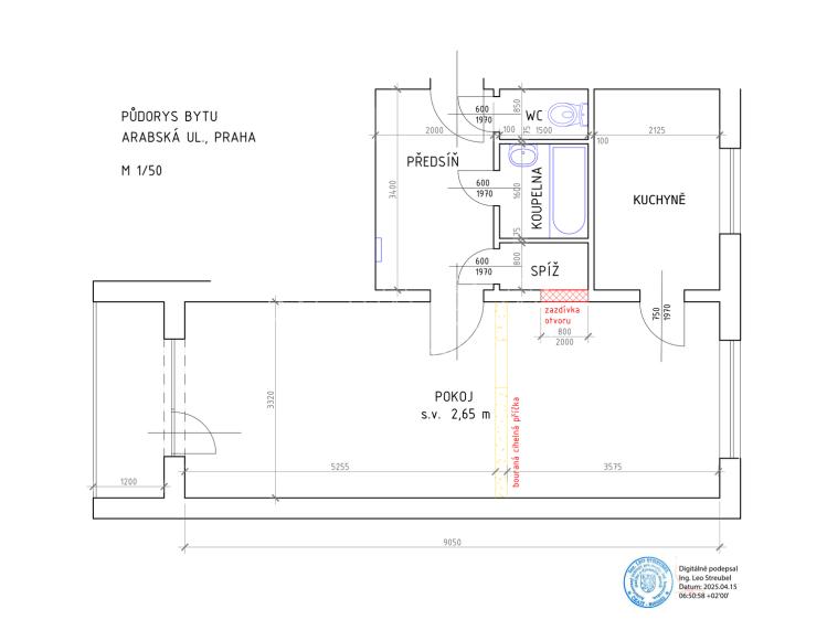 Продаж квартири 2+1 Praha, Arabská 572/2 č. 19