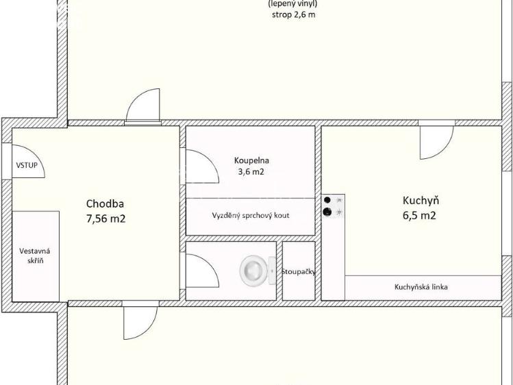 Pronájem bytu 2+1 Kladno, Dlouhá 2631 č. 25