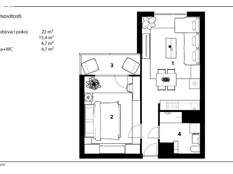 Продажа квартиры 2+KK Hradec Králové, třída Edvarda Beneše 577/86 č. 18