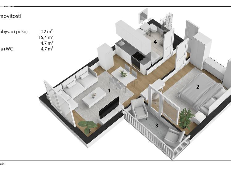 Продажа квартиры 2+KK Hradec Králové, třída Edvarda Beneše 577/86 č. 19
