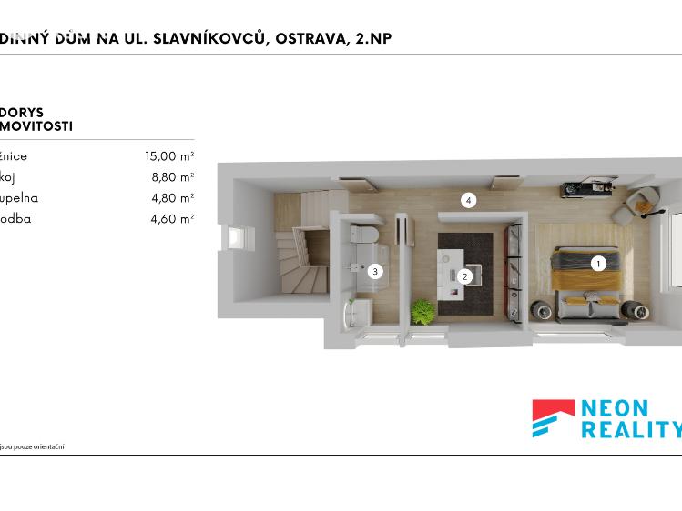 Pronájem bytu 3+KK Ostrava, Slavníkovců č. 21