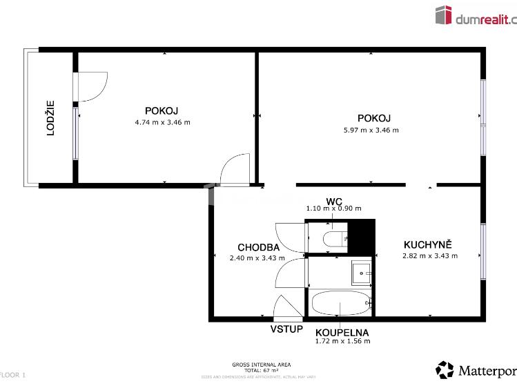 Pronájem bytu 2+1 Jirkov, SNP č. 9