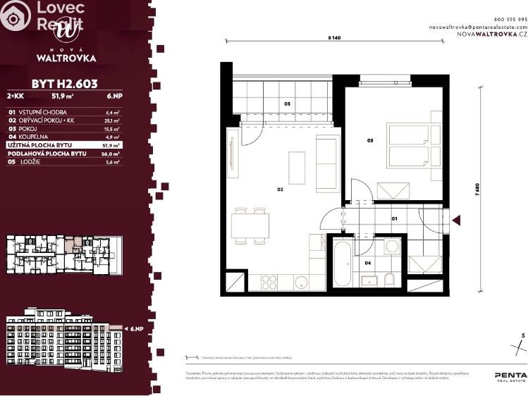 Pronájem bytu 2+KK Praha, Vladimíra Kobranova 1059/4 č. 13