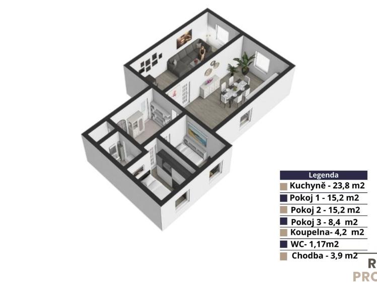 Prodej bytu 3+1 Praha, Kusého č. 1