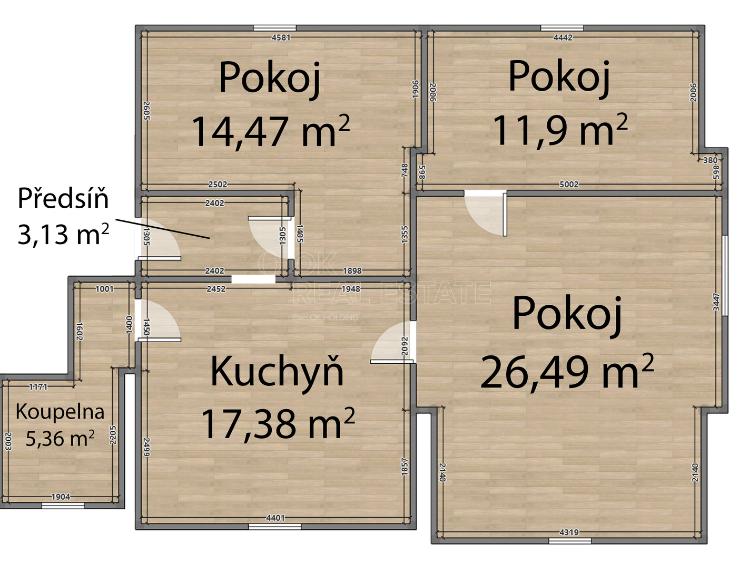 Prodej bytu 3+1 Heřmanova Huť, Tyršova č. 16