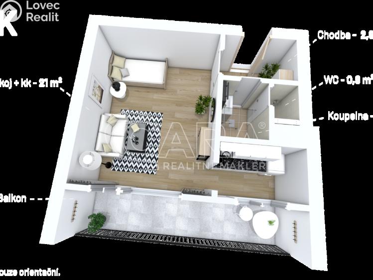 Pronájem bytu 1+KK Praha, Rumburská 262/19 č. 13