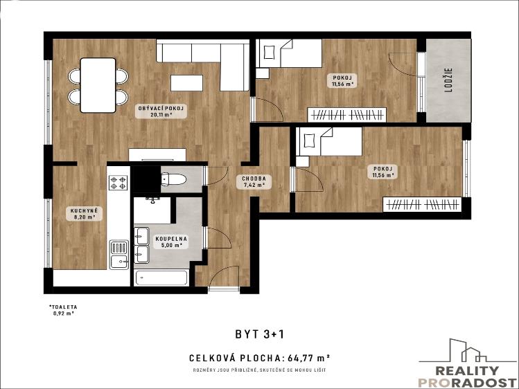 Prodej bytu 3+1 Ostrava, Jaroslava Misky č. 12