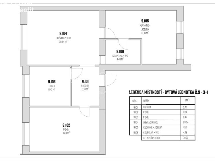Prodej bytu 3+1 Brno, Slovinská 1183/3 č. 16