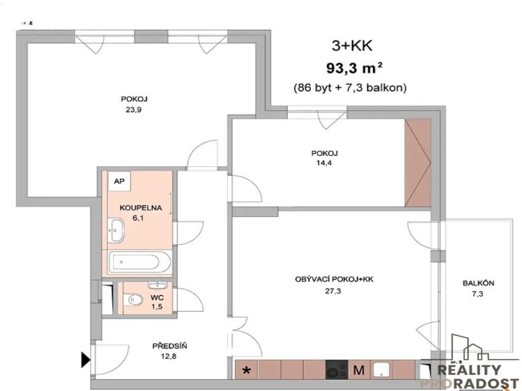 Pronájem bytu 3+KK Praha, Nademlejnská č. 9