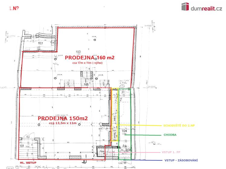 Pronájem obchodního prostoru Hodonín, Dolní Valy č. 5