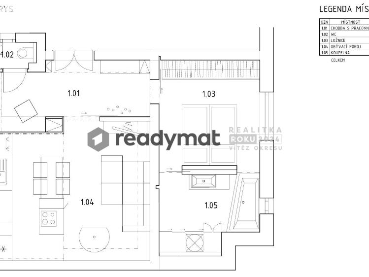 Pronájem bytu 2+KK Hodonín, Národní třída 493/94 č. 15