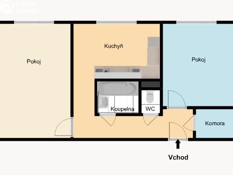 Prodej bytu 2+1 Chomutov, Svahová č. 9