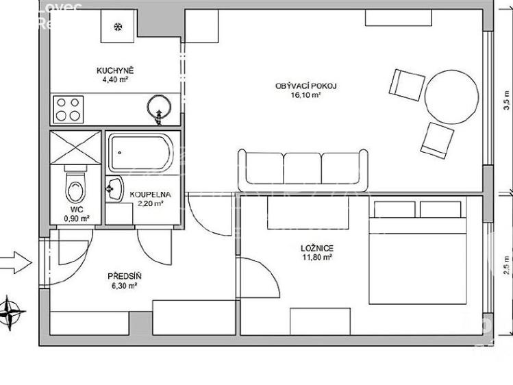 Pronájem bytu 2+KK Praha, Anny Drabíkové 534/3 č. 5