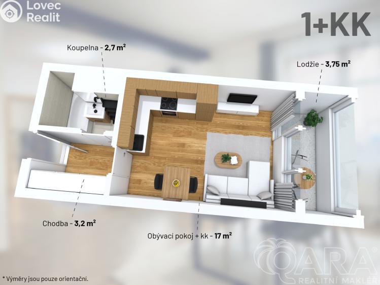 Продажа квартиры 1+KK Praha, Kyselova 1185/2 č. 8