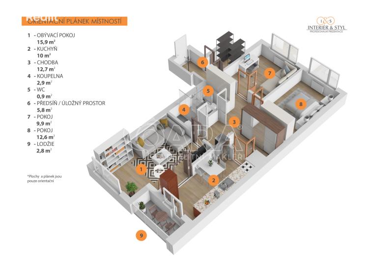 Pronájem bytu 3+1 Praha, Plickova 564/17 č. 4