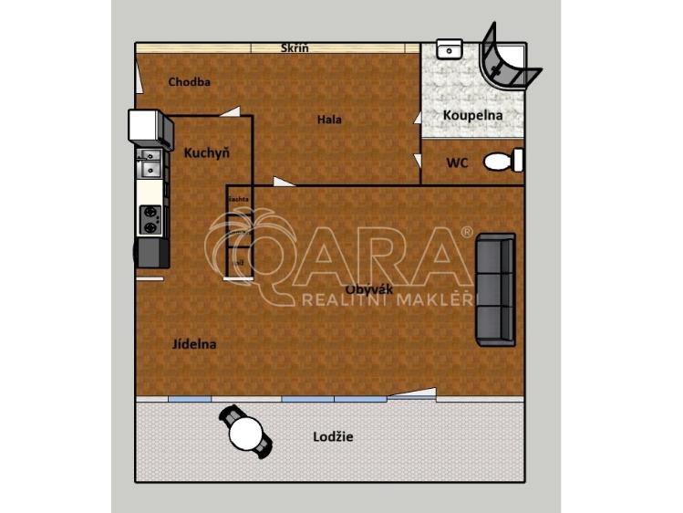 Prodej bytu 1+1 Praha, Poznaňská 442/19 č. 2