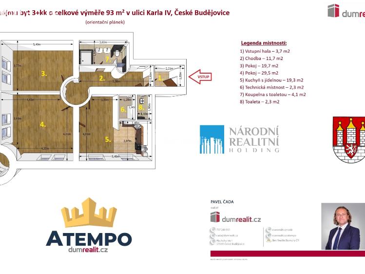 Pronájem bytu 3+KK České Budějovice, Karla IV. č. 2