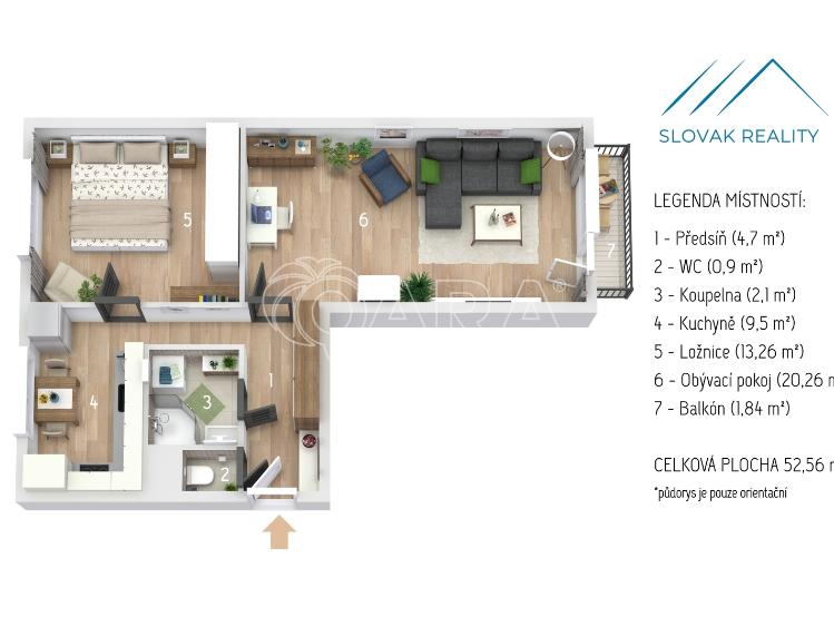 Pronájem bytu 2+1 Nový Jičín, Vančurova č. 25