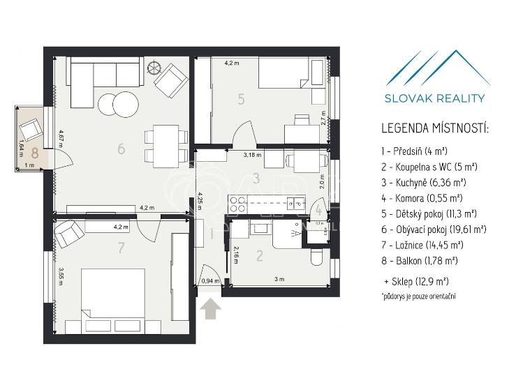 Продажа квартиры 3+1 Fulnek, Kpt. Jaroše č. 27