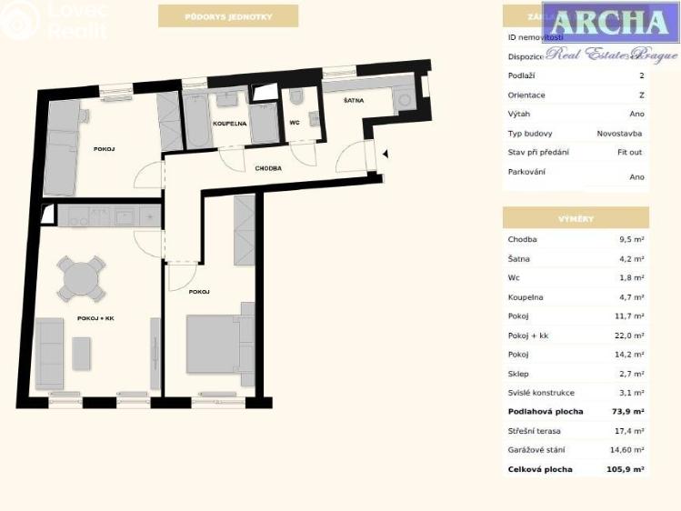 Продажа квартиры 3+KK Praha č. 1