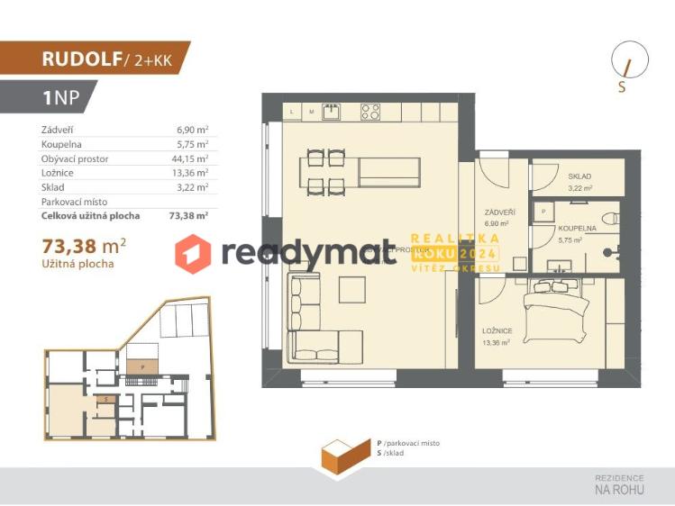 Sale apartment 2+KK Hodonín, tř. Dukelských hrdinů 1109/6 č. 8