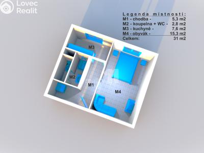 Rent apartment 1+1 Kolín, Dělnická č. 2