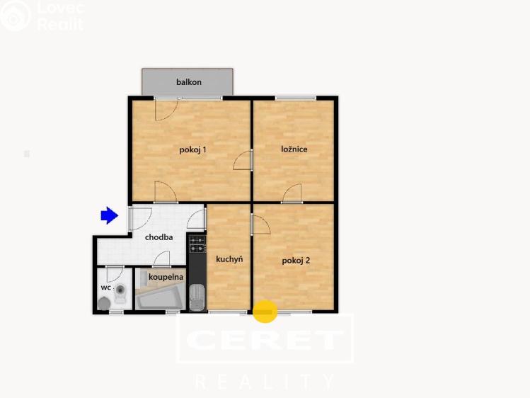 Аренда квартиры 3+1 Žatec, Arbesova 1737 č. 5