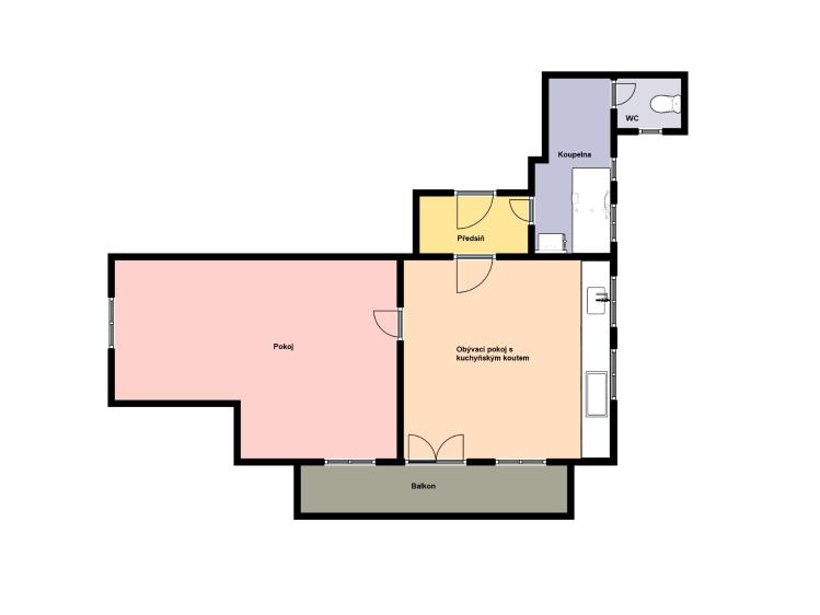 Pronájem bytu 2+KK Praha, Pravá č. 2