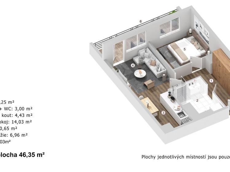 Pronájem bytu 2+KK Praha, Zápasnická 883/8 č. 18