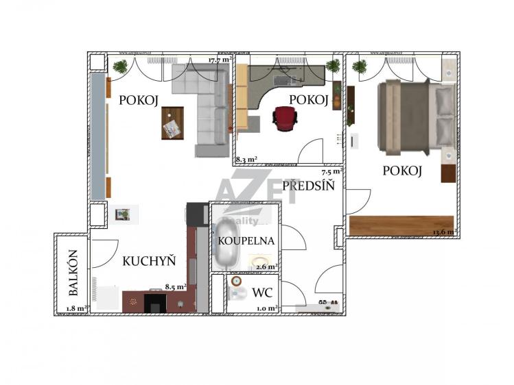 Аренда квартиры 3+KK Bohumín, Čáslavská 971 č. 5