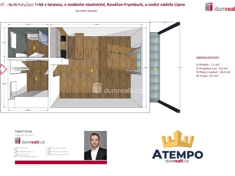 Prodej bytu 1+KK Frymburk č. 4