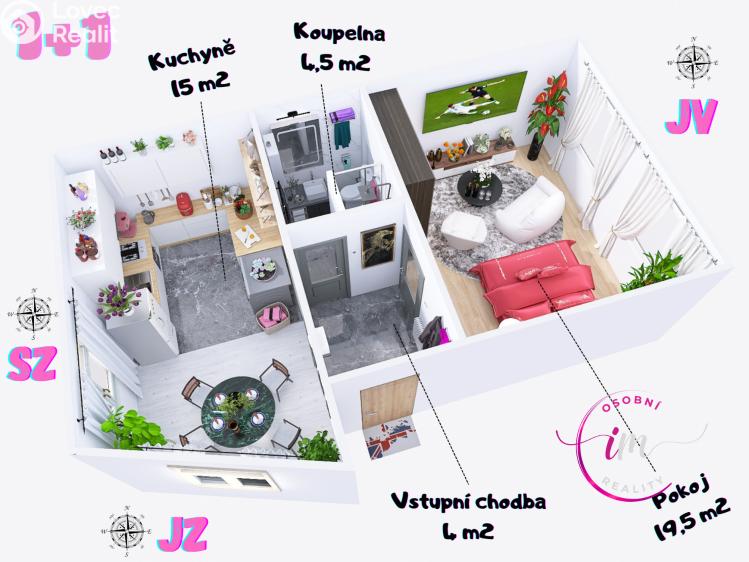 Pronájem bytu 1+1 Jihlava, Na Hliništi č. 13