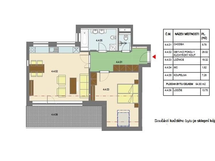 Pronájem bytu 2+KK Přezletice, Pod Zahrady č. 22