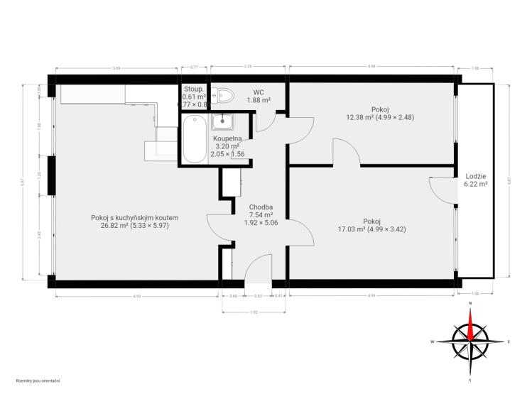 Prodej bytu 3+KK Pardubice, Gagarinova 387 č. 17