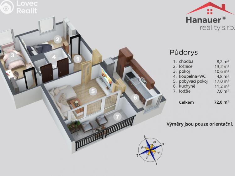 Prodej bytu 3+1 Ústí nad Labem, Anežky České č. 18