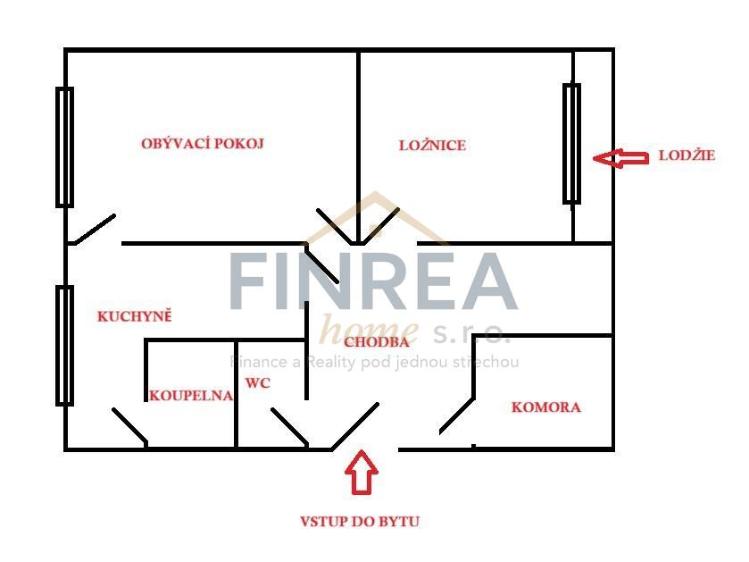 Prodej bytu 2+1 Krupka, Karla Čapka č. 13