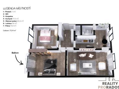 Pronájem bytu 3+1 Brno, Černého č. 5